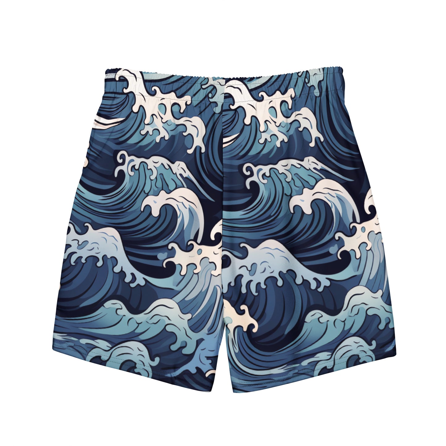 Ocean Wave Print Men's Swim Trunks