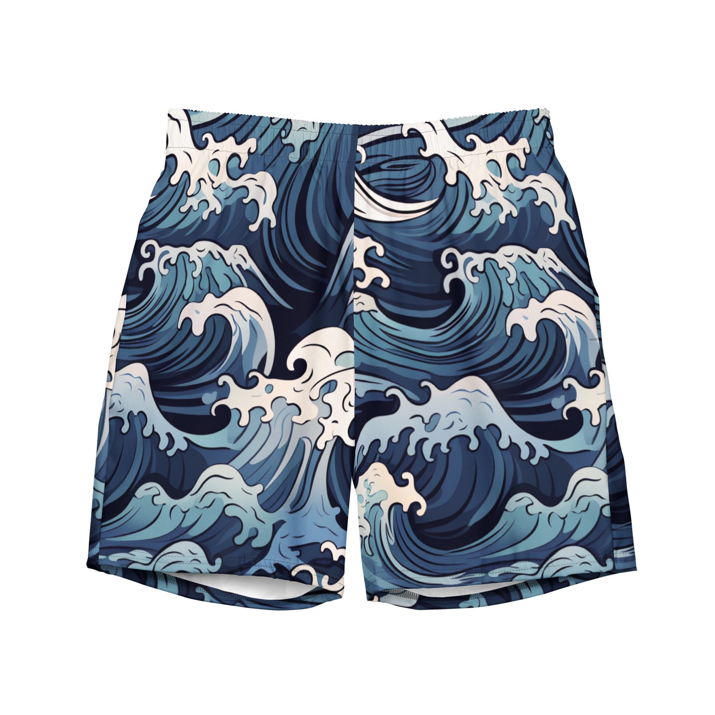 Ocean Wave Print Men's Swim Trunks