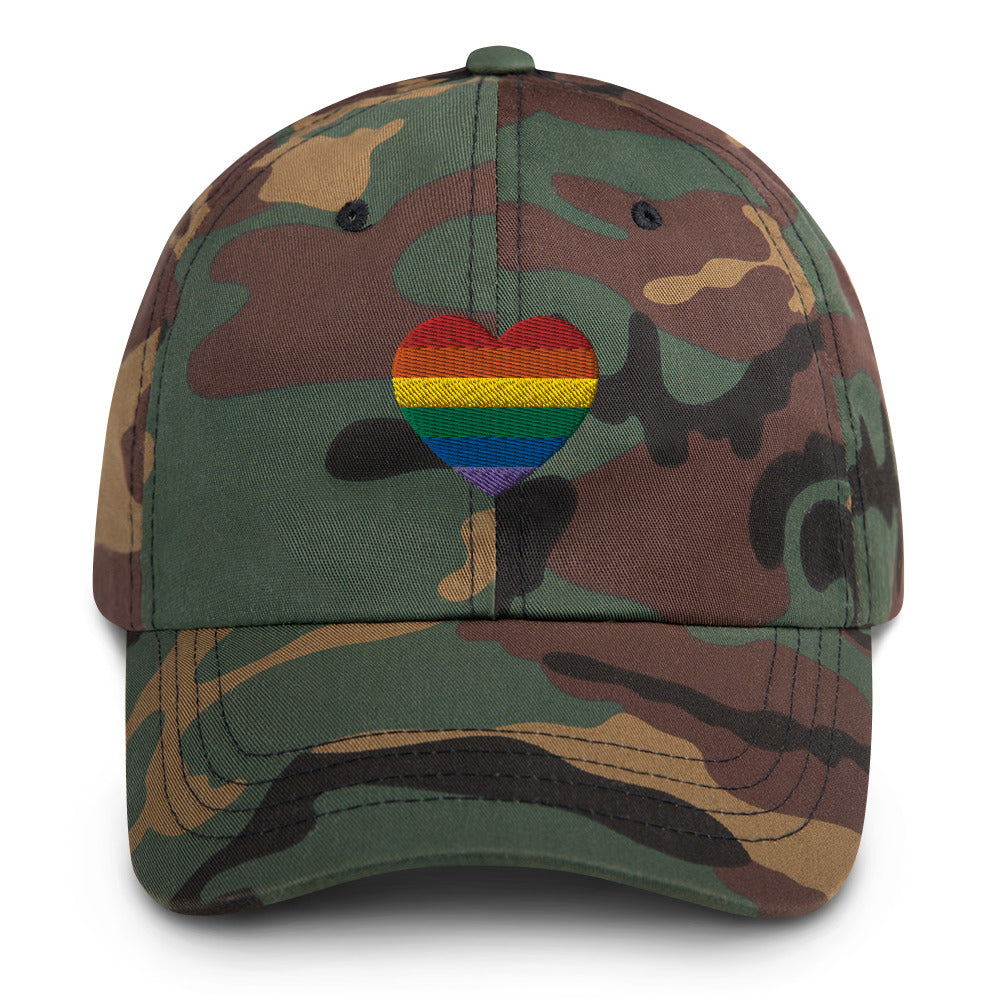Rainbow Heart Puff-Embroidered Dad Hat