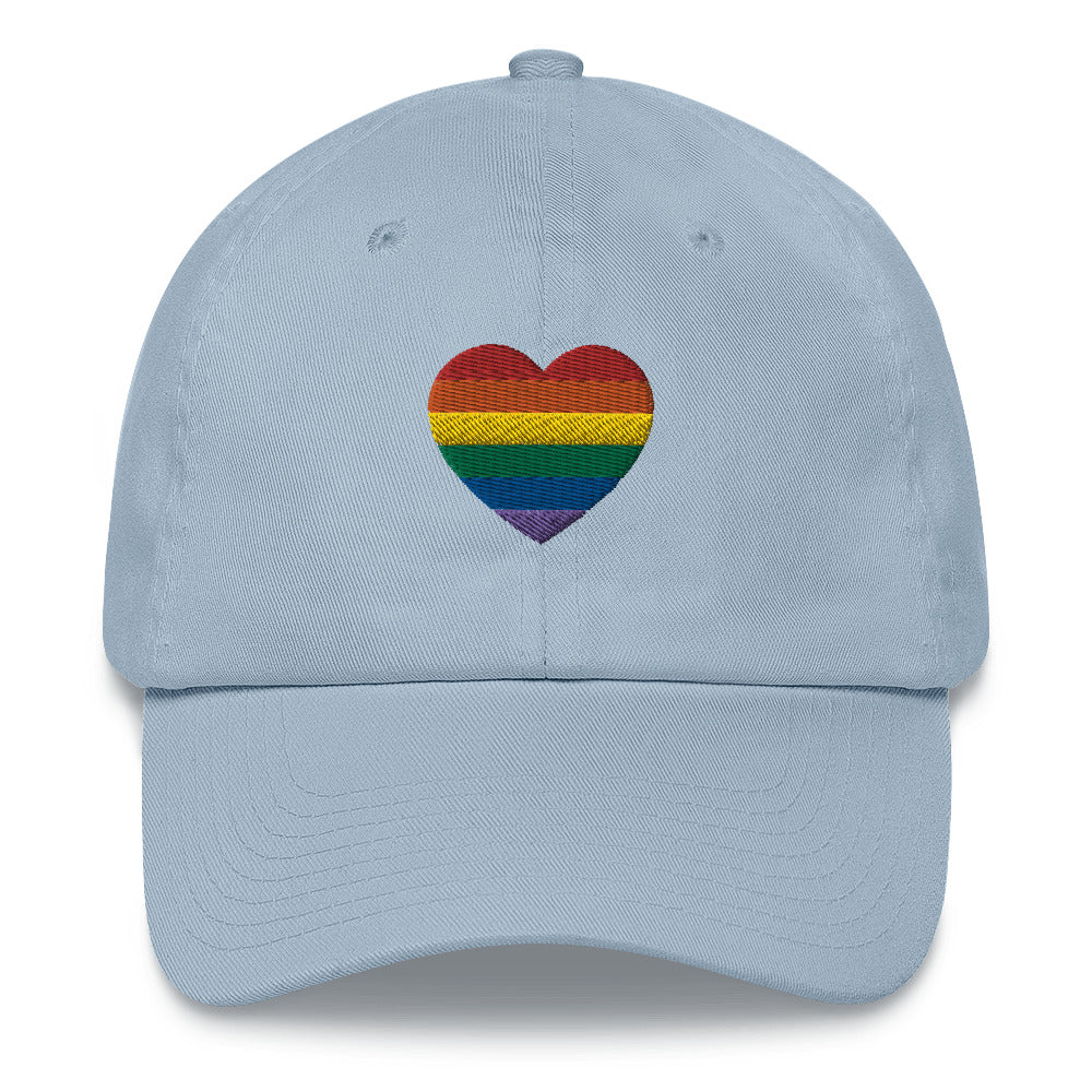 Rainbow Heart Puff-Embroidered Dad Hat